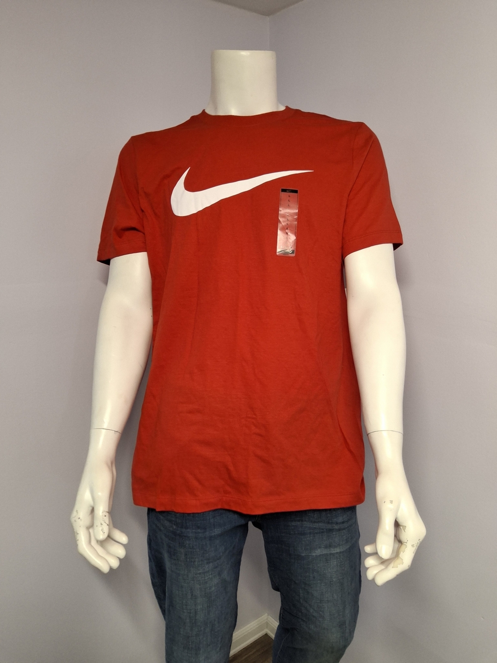 Nike The Nike Tee Men's L Red Graphic Logo Crew Neck Short Sleeve T-Shirt